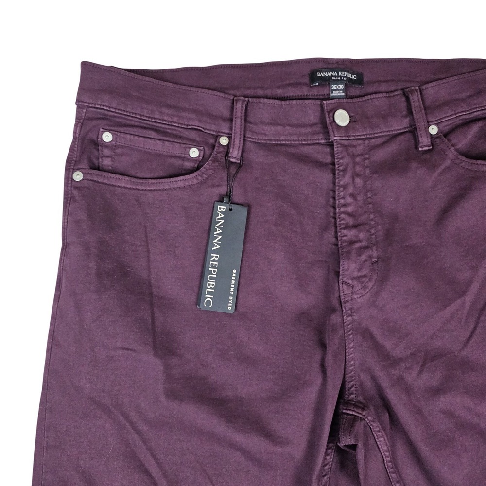 Banana Republic Slim Fly-Weight Traveler Pants Mens 36x30 Port Wine Maroon NWT